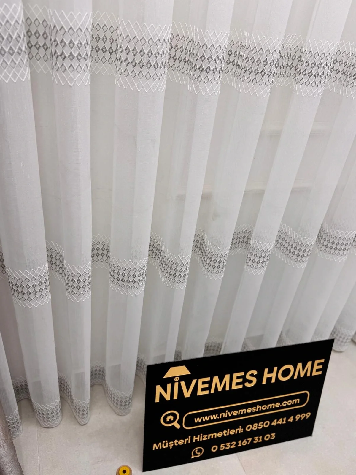 NİVEMESHOME 2075 MELODİ V-GREY 1/3 PİLELİ BAMBU TÜL PERDE