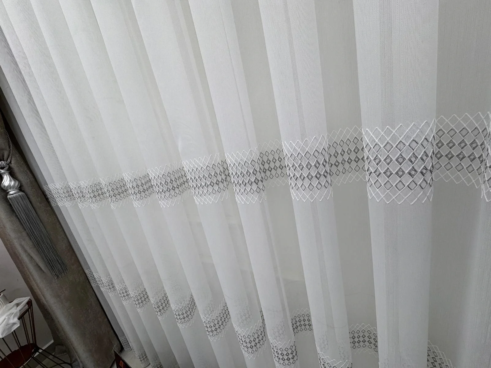 NİVEMESHOME 2075 MELODİ V-GREY 1/3 PİLELİ BAMBU TÜL PERDE