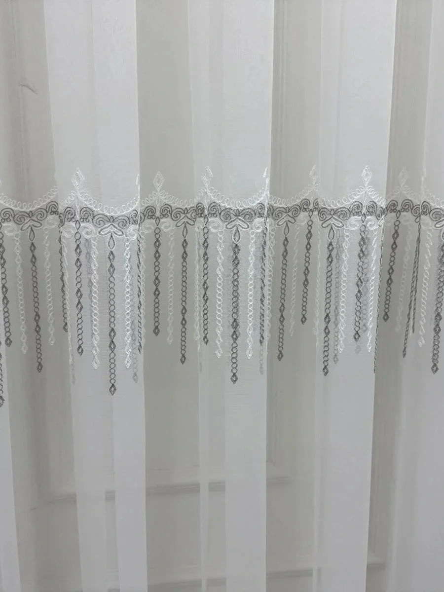 NİVEMESHOME 2571 V -105 REİNA GÜMÜŞ 1/3 PİLELİ BAMBU TÜL PERDE