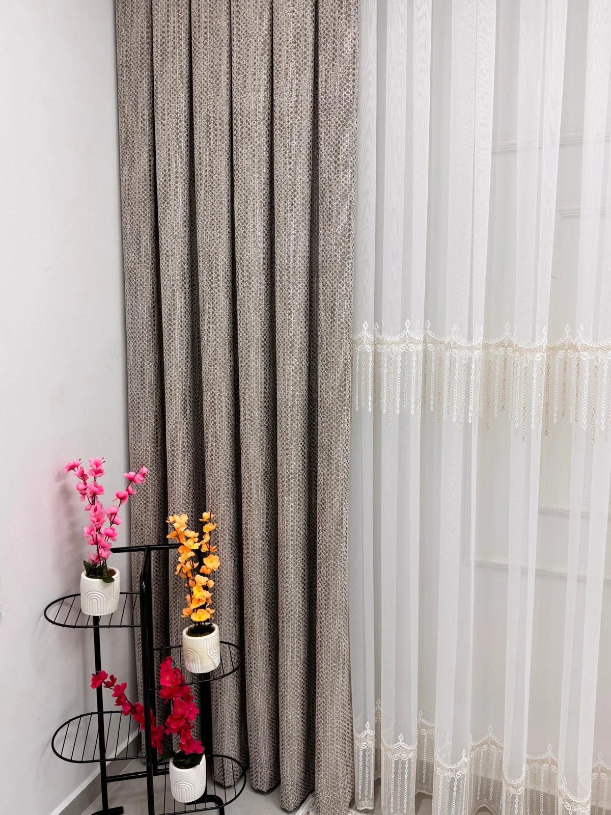 NİVEMESHOME 2571 V -117 REİNA GOLD 1/3 PİLELİ BAMBU TÜL PERDE