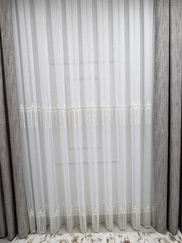 NİVEMESHOME 2571 V -117 REİNA GOLD 1/3 PİLELİ BAMBU TÜL PERDE
