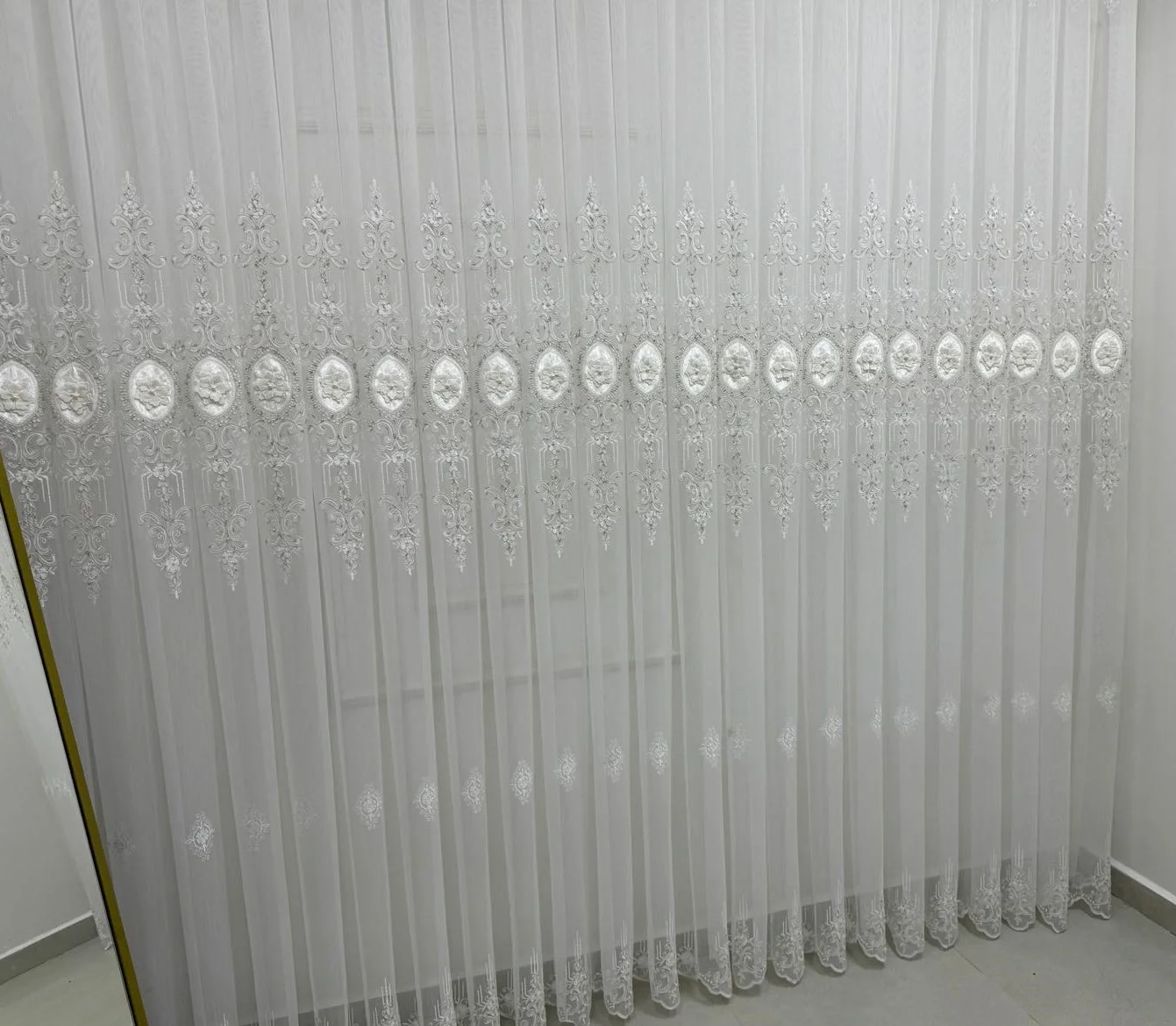 NİVEMESHOME 3158 VALERİA GOLD 1/3 PİLELİ BAMBU TÜL PERDE