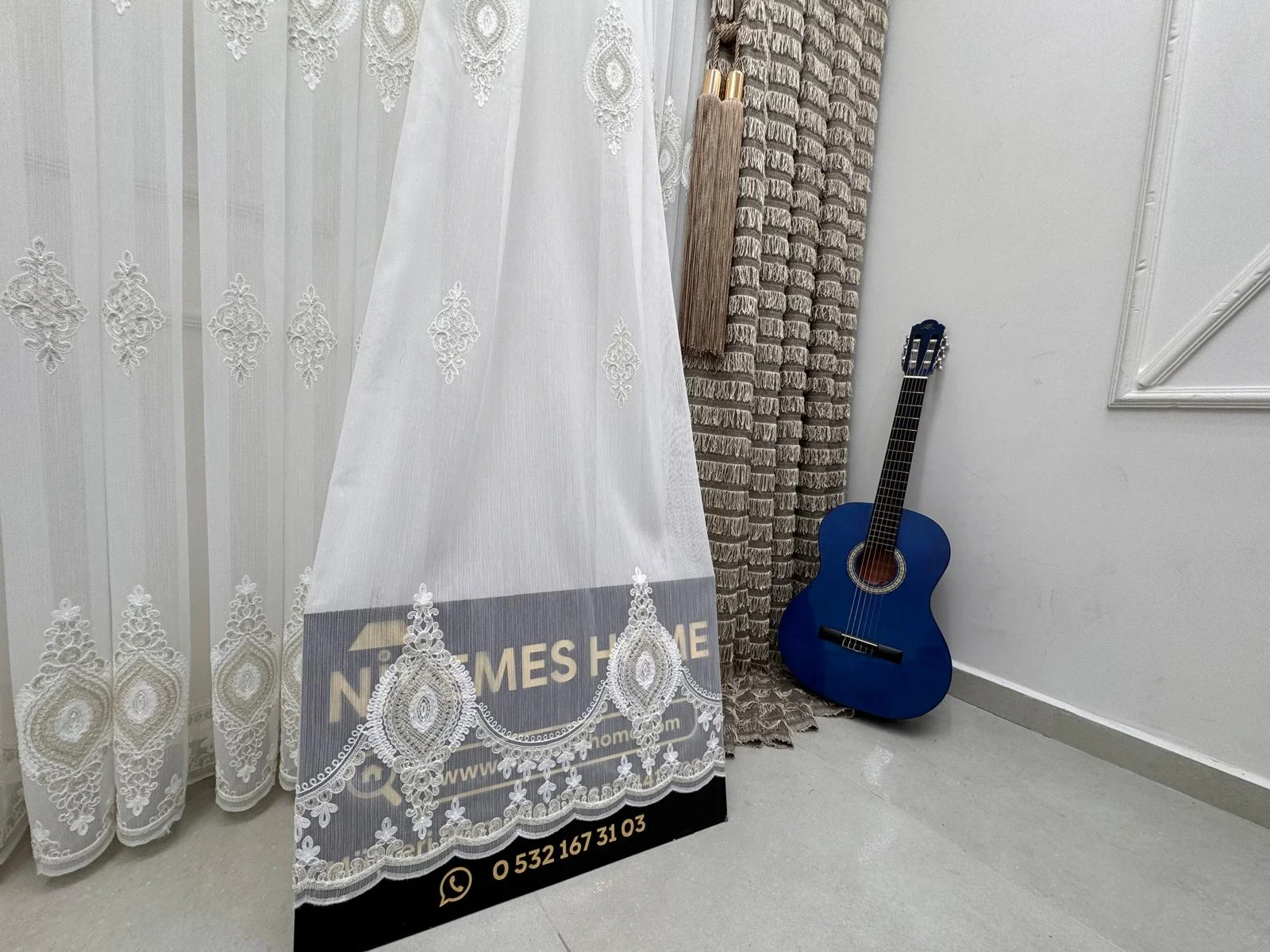 NİVEMESHOME 3767 СЕРАП ЗОЛОТО 1/3 СКРУЧЕННЫЙ БАМБУКОВЫЙ ТЮЛЬ ЗАНАВЕС