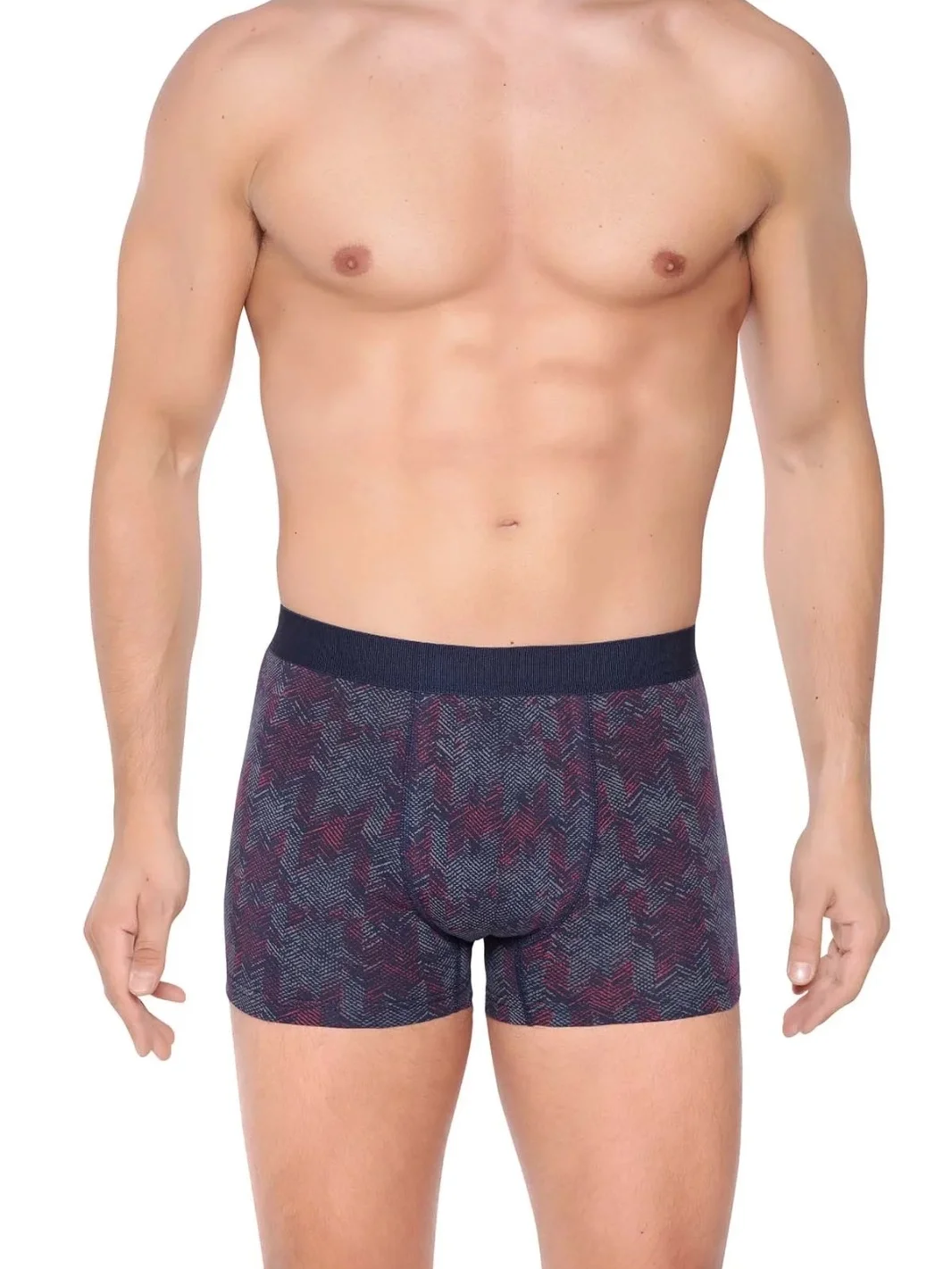 NİVEMESHOME 4480 MENS LYCRALI COTTON BOXER NAVY RED PATTERNED XL CLEAR