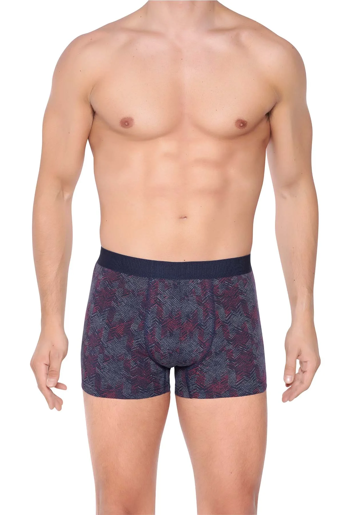 NİVEMESHOME 4480 UOMO BOXER IN COTONE LYCRA BLU CON STAMPA ROSSA XL TRASPARENTE