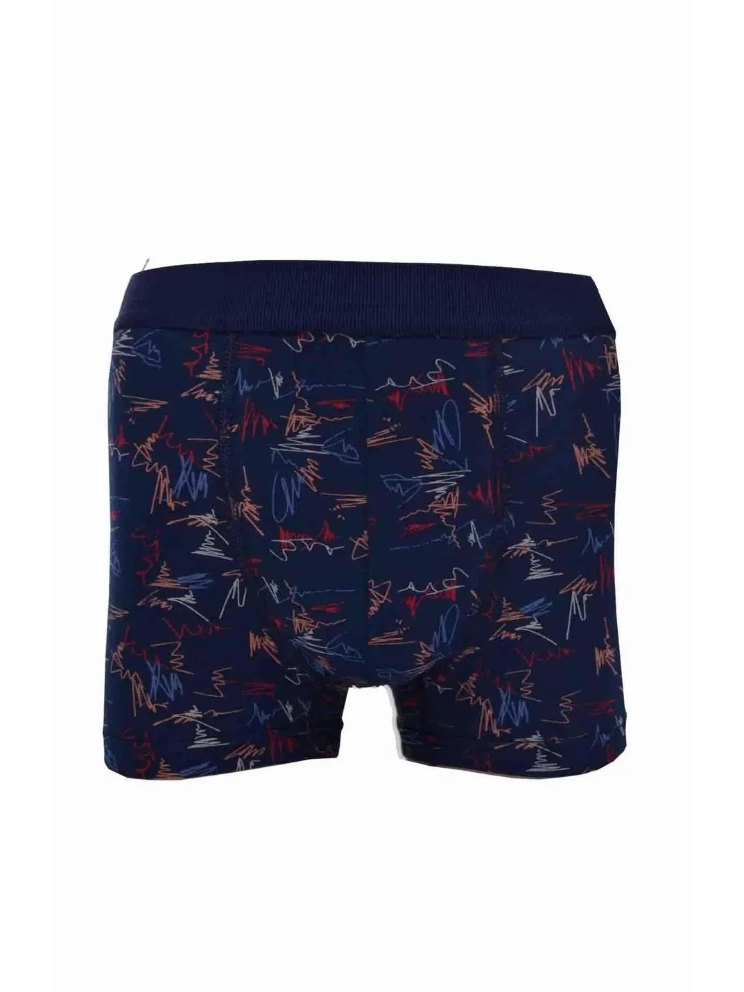 NİVEMESHOME 4480 MENS LYCRALI COTTON BOXER NAVY BLUE ZIGZAG PATTERNED SIZE L CLEAR