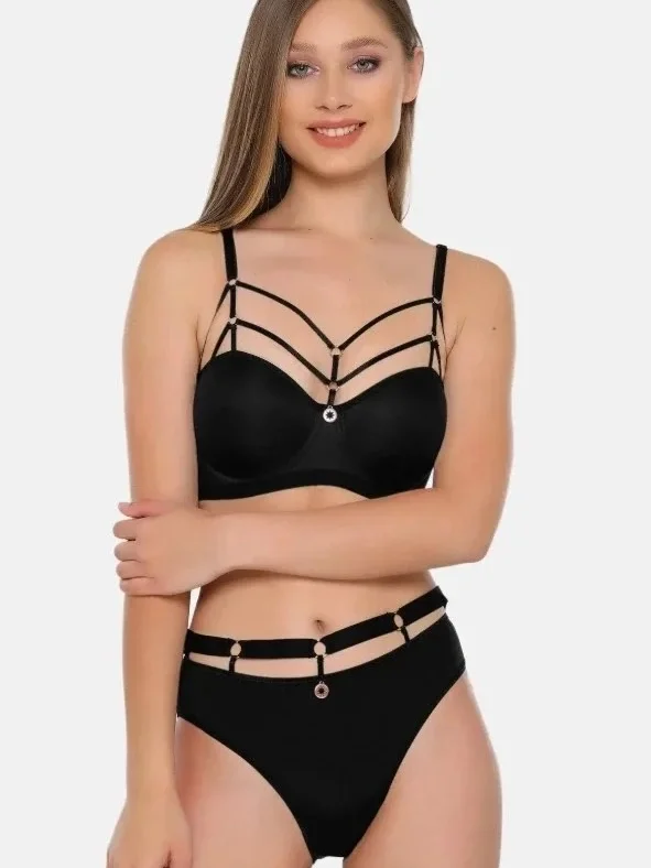 NİVEMESHOME 5045 BİYE ŞERİTLİ HALKALI SÜTYEN TAKIMI SİYAH BDN:80 LE JARDİN