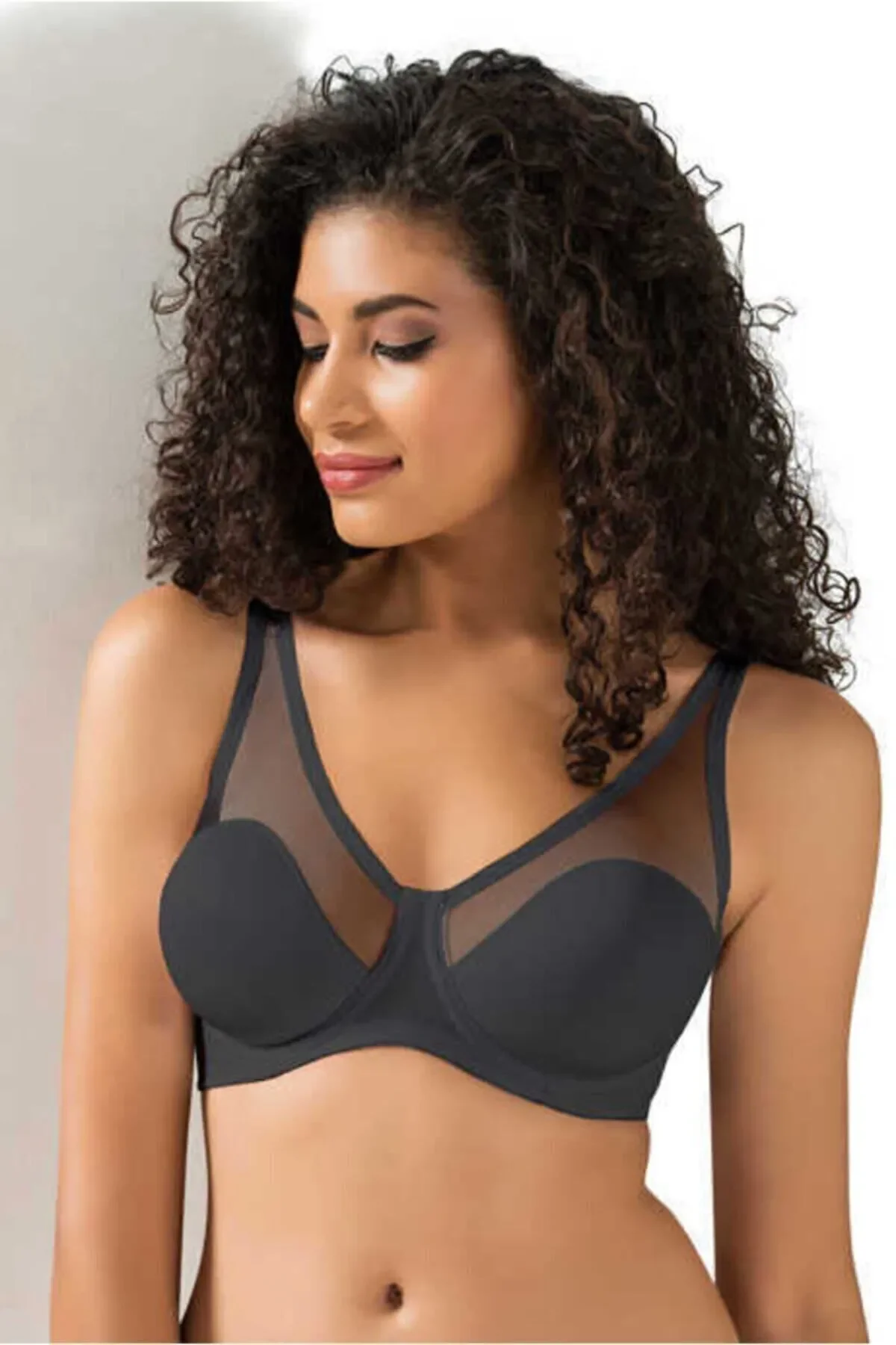 NIVEMESHOME 9200-C REGGISENO CON COPPE MORBIDE IN TULLE NERO BDN: 95 LE JARDIN