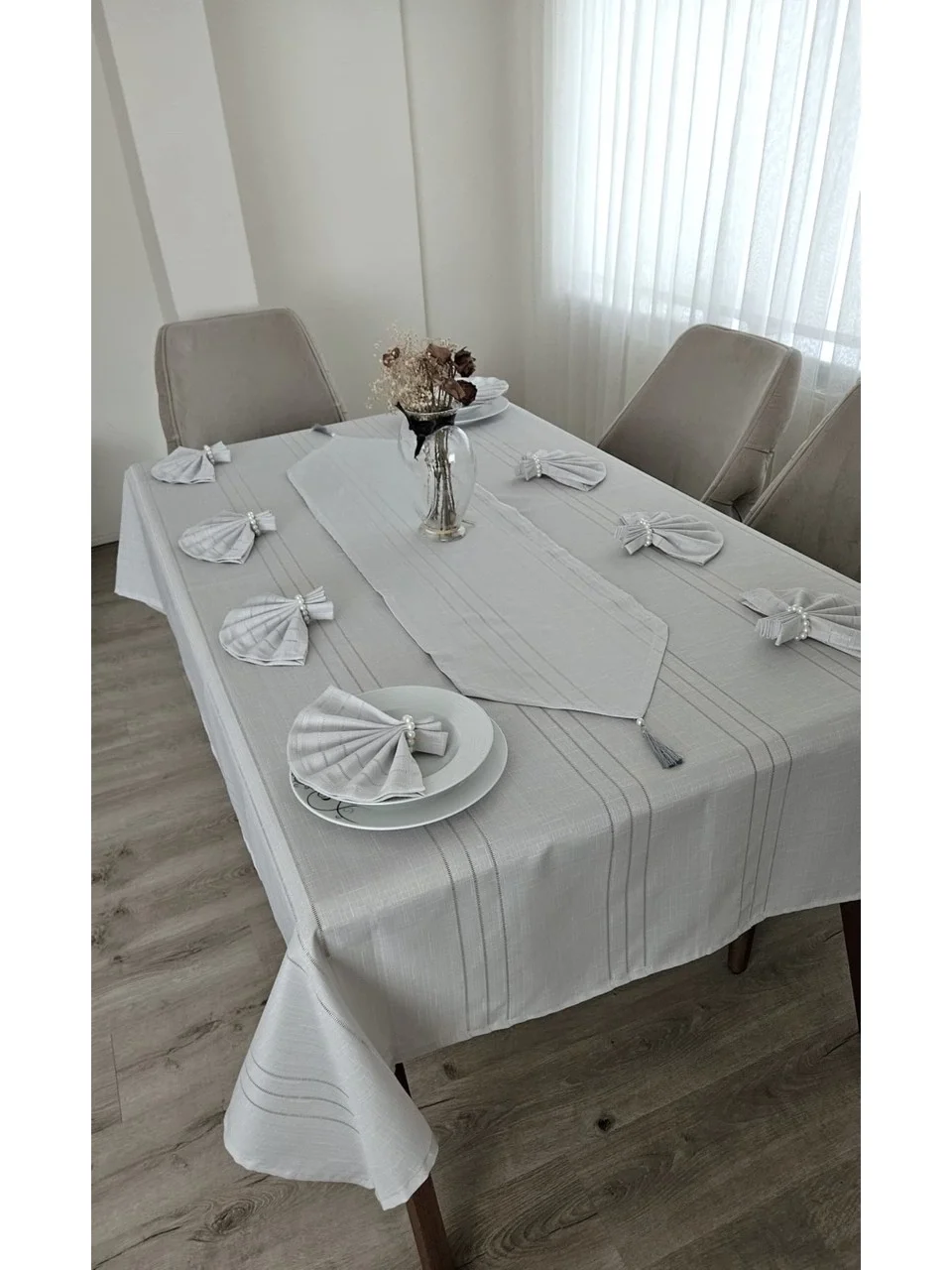 NIVEMESHOME Tovaglia da tavolo COLBER grigia chiaro 160*220