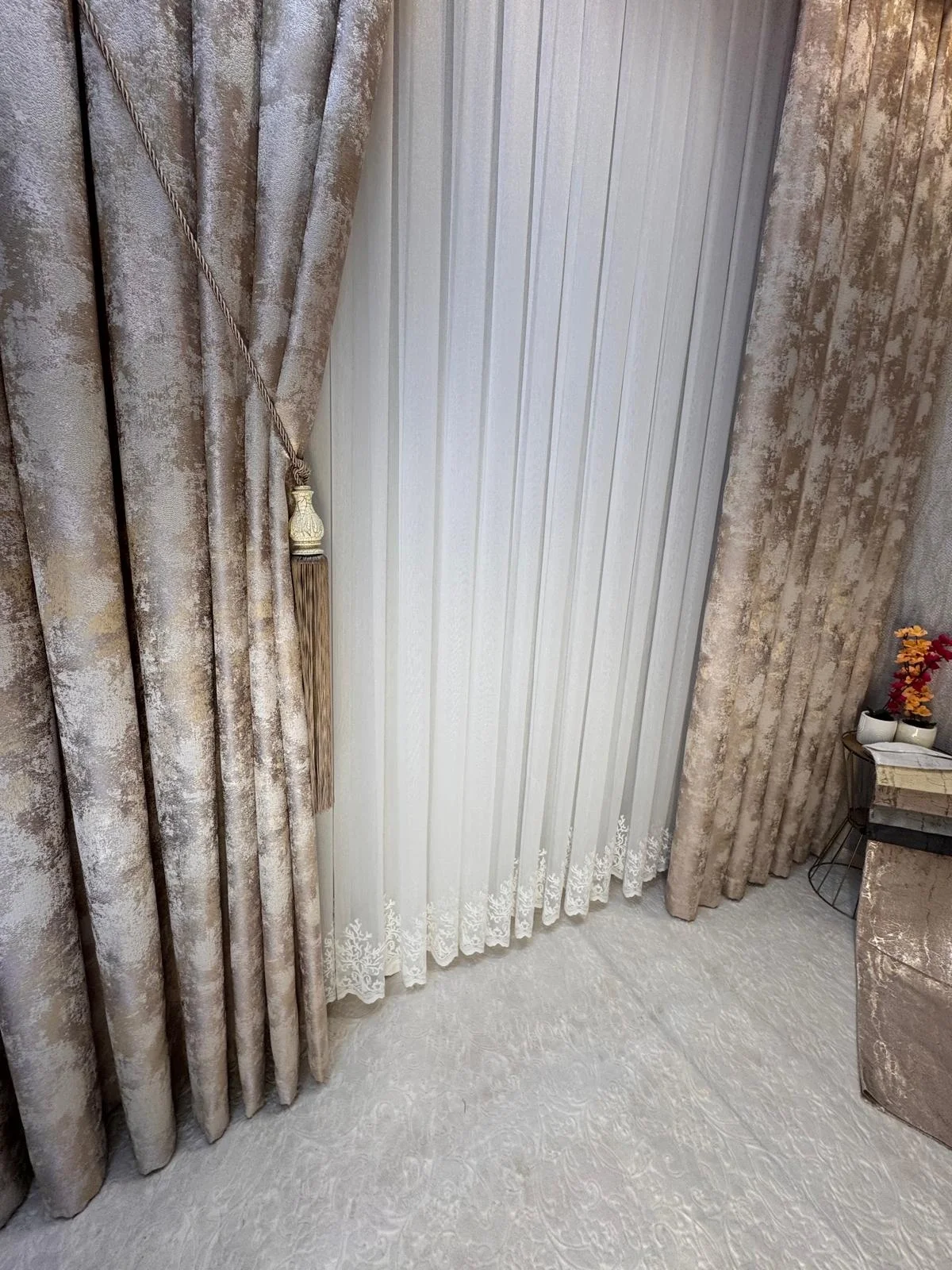 NİVEMESHOME ADEL 5201 KREM 1/3 PİLELİ  FON PERDE APM