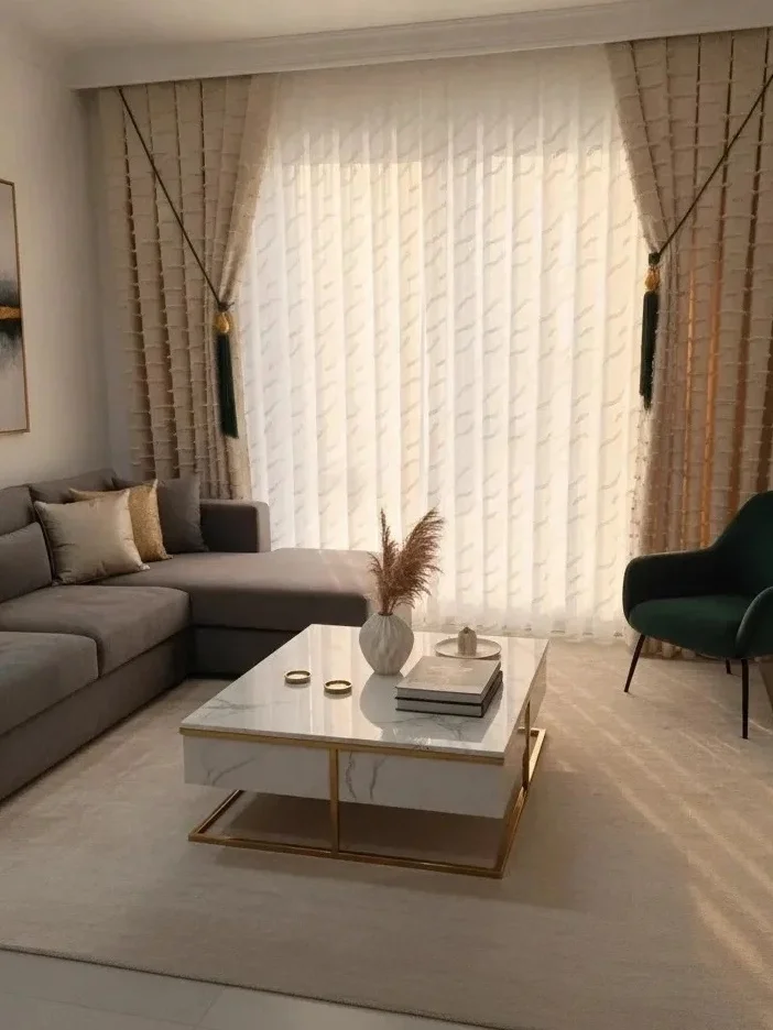NİVEMESHOME AHU 1-0037  TAM DESENLİ  1/2,5  PİLELİ  TÜL PERDE APM