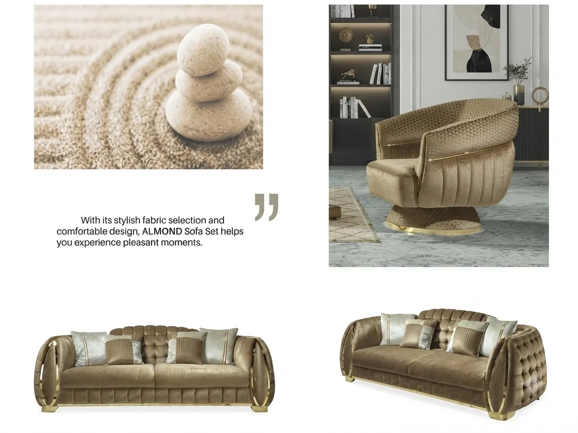 NİVEMESHOME ALMOND SOFA SET