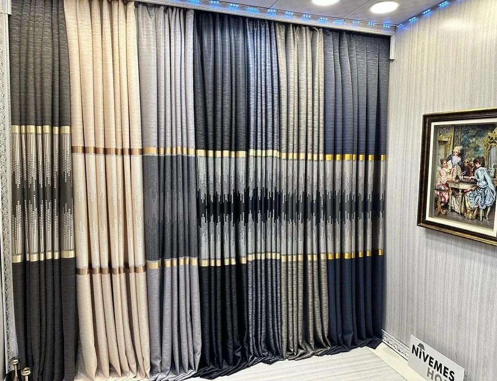 NİVEMESHOME AMASRA FT614164 V-502 MAVİ 1/3 SIK PİLELİ FON PERDE APM