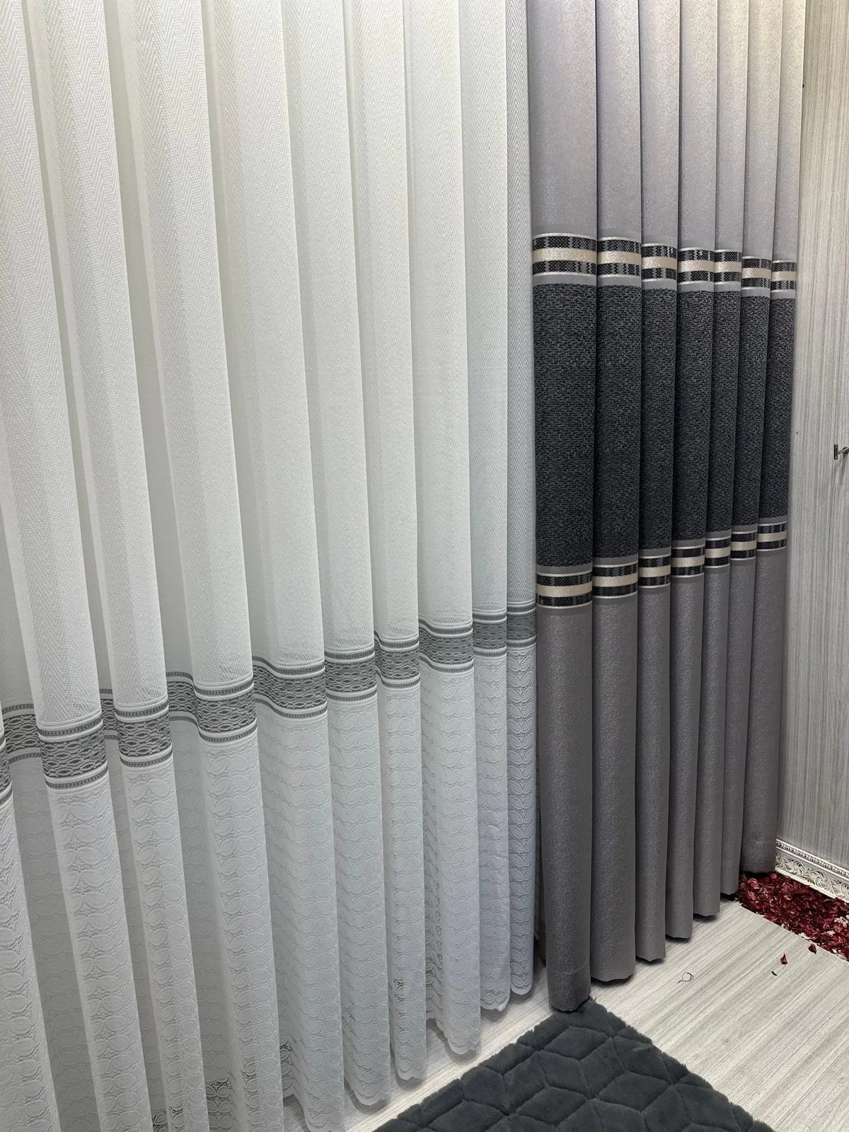 NİVEMESHOME ANKA GRAY-BLACK 1/3 DENSE PILE CURTAIN FABRIC