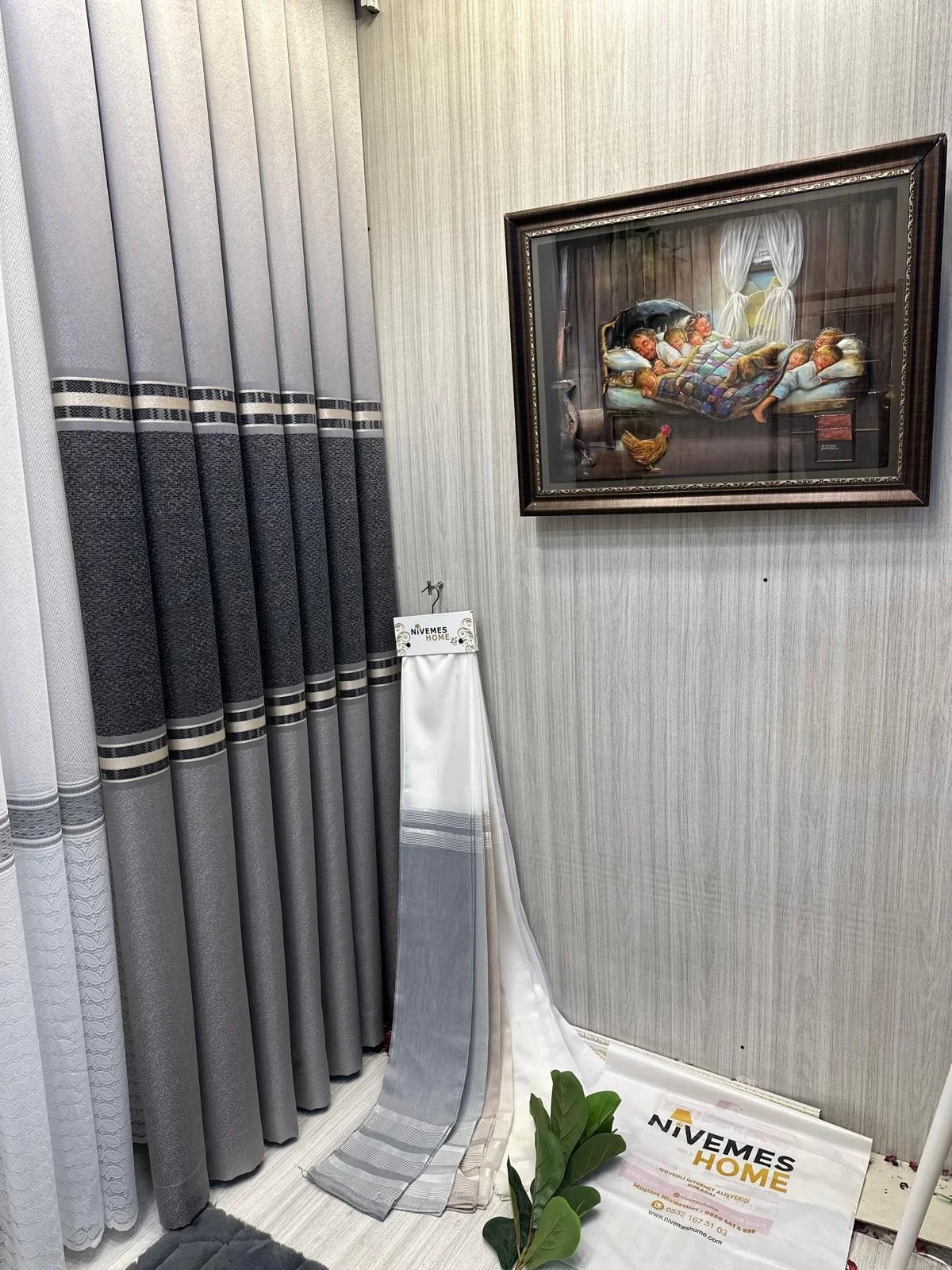 NİVEMESHOME ANKA GRAY-BLACK 1/3 DENSE PILE CURTAIN FABRIC