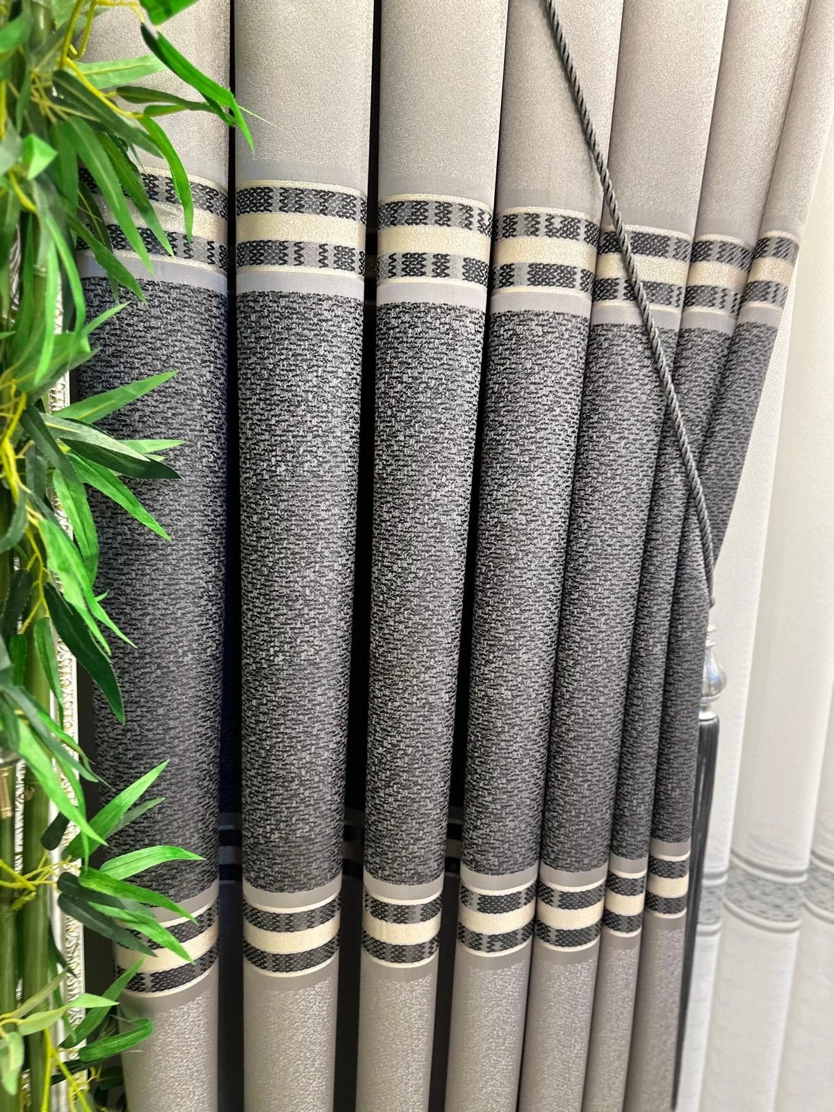 NİVEMESHOME ANKA GRAY-BLACK 1/3 DENSE PILE CURTAIN FABRIC