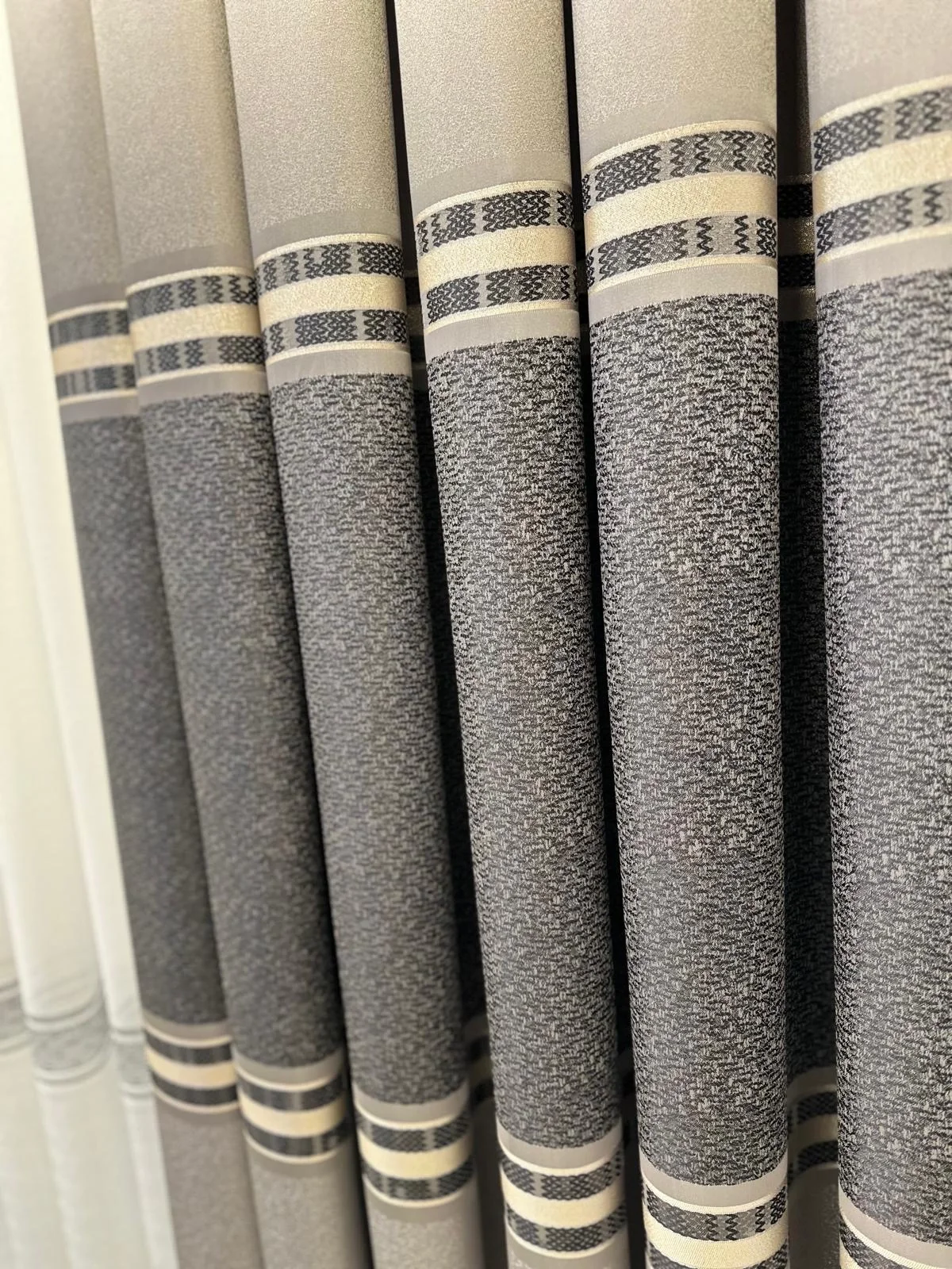 NİVEMESHOME ANKA GRAY-BLACK 1/3 DENSE PILE CURTAIN FABRIC