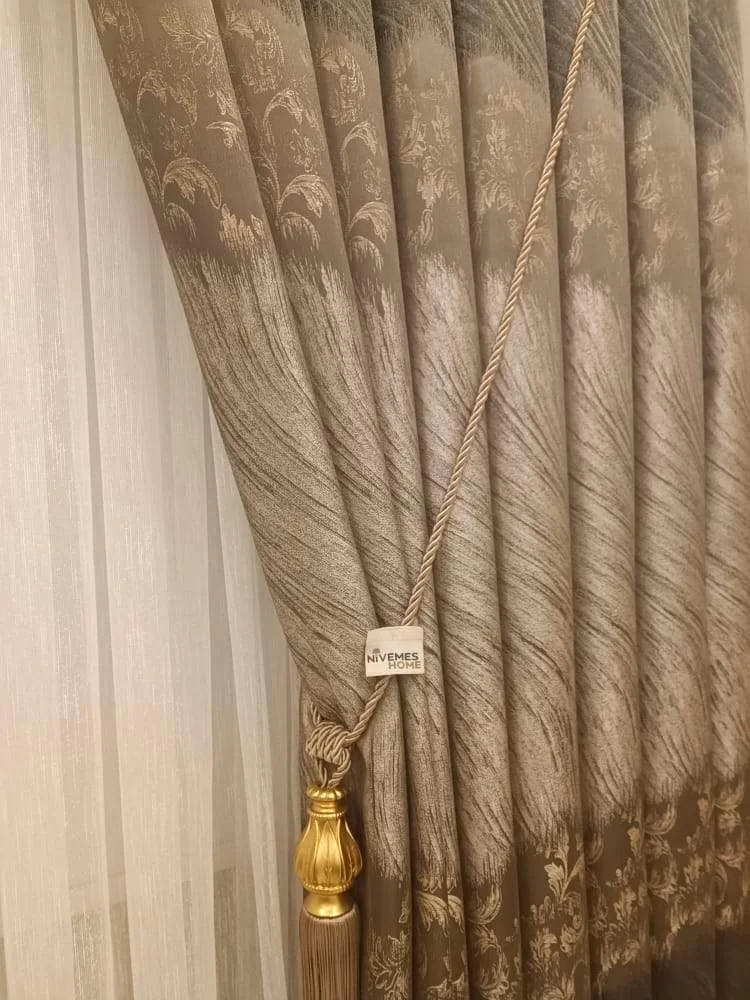 NİVEMESHOME ANTORIA COFFEE-STONE 1/3 TIGHT PILE BACKDROP CURTAIN APM