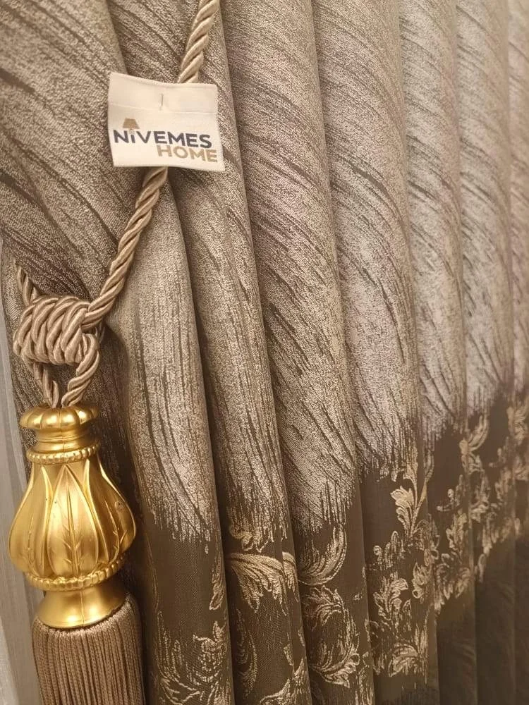 NİVEMESHOME ANTORIA COFFEE-STONE 1/3 TIGHT PILE BACKDROP CURTAIN APM