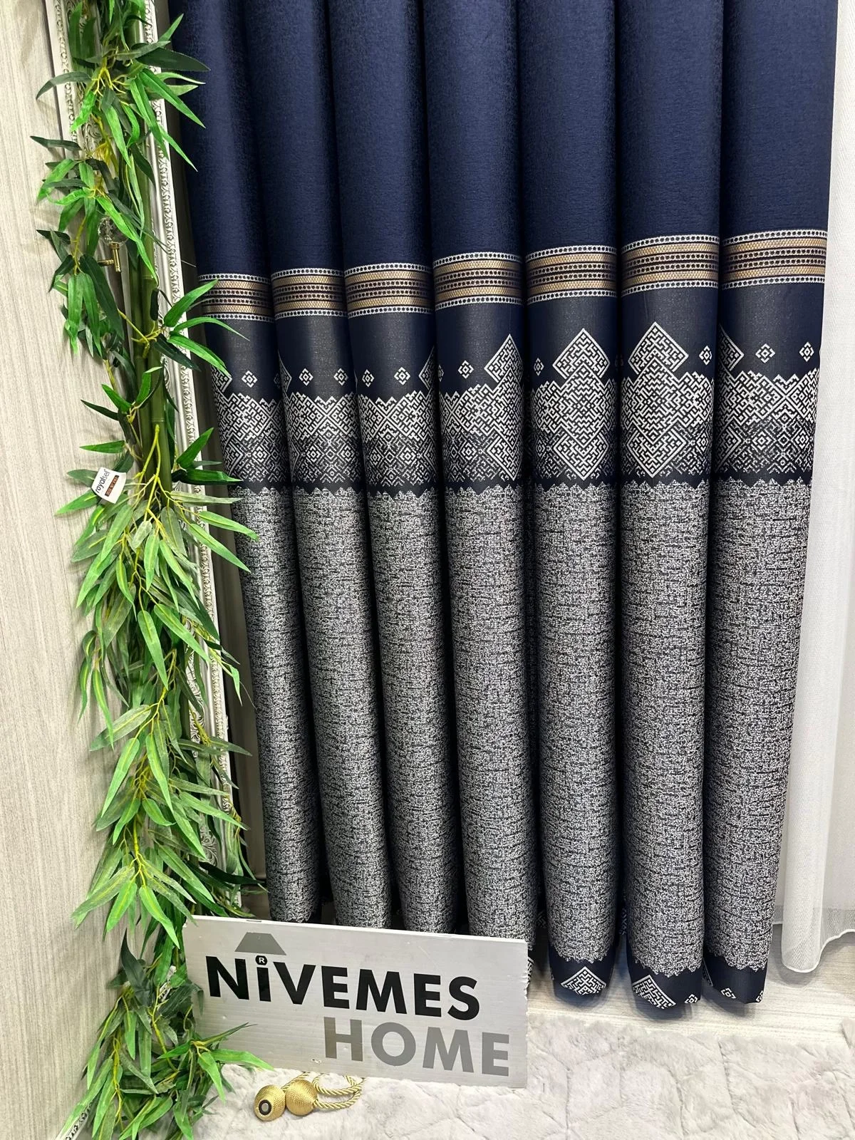 NİVEMESHOME ARSUZ FT614288 V-508 LACİVERT 1/3 SIK PİLELİ FON PERDE APM
