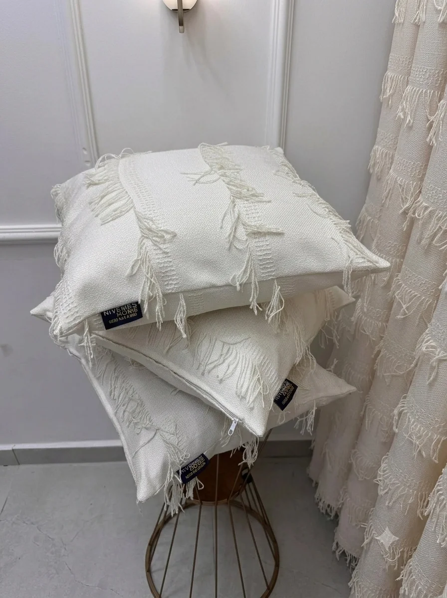 NİVEMESHOME ARVEN 45X45 EKRU KIRLENT KILIFI