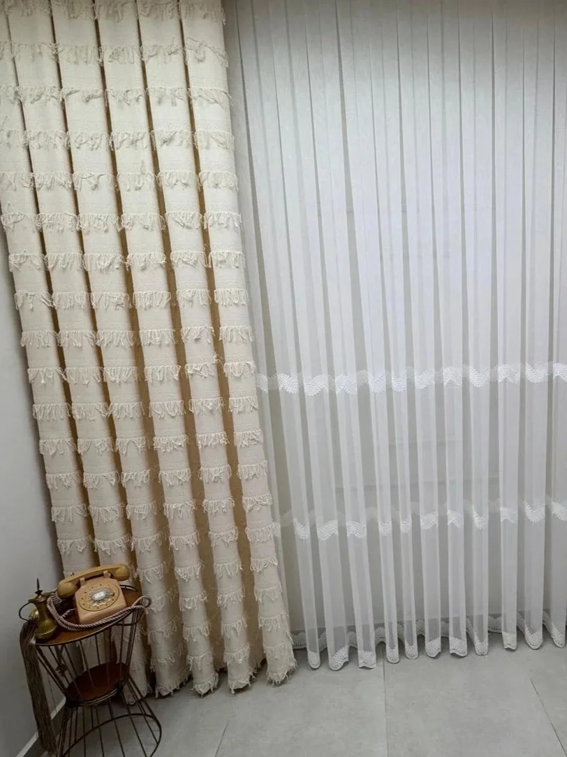 NİVEMESHOME  ARVEN  EKRU  1/3 PİLELİ FON PERDE APM