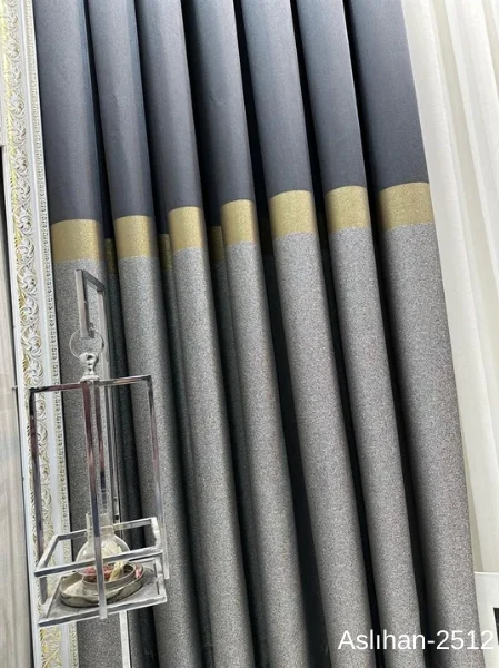NİVEMESHOME ASLIHAN ANTHRACITE-GOLD FT632116 2501 1/3 THICK PILE CURTAIN BLIND APM