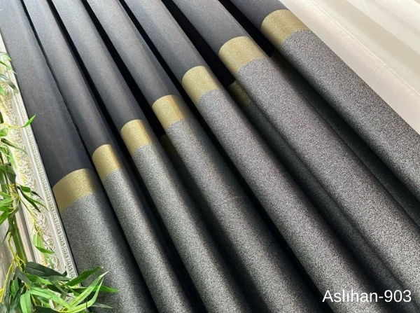 NİVEMESHOME ASLIHAN BLACK-GOLD FT632116 V-903 1/3 DENSE PILE CURTAIN APM