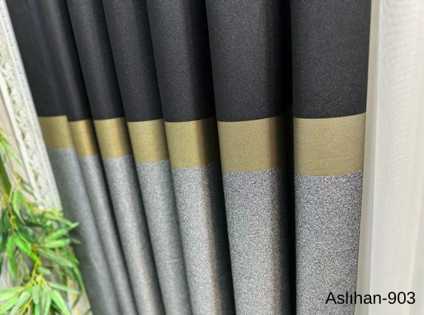 NİVEMESHOME ASLIHAN BLACK-GOLD FT632116 V-903 1/3 DENSE PILE CURTAIN APM