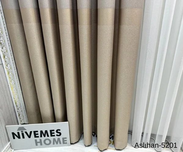 NIVEMESHOME ASLIHAN VİZON FT632116 V-5201 1/3 DENSE PILE CURTAIN APM