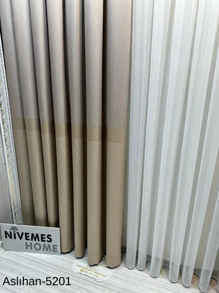 NIVEMESHOME ASLIHAN VİZON FT632116 V-5201 1/3 DENSE PILE CURTAIN APM
