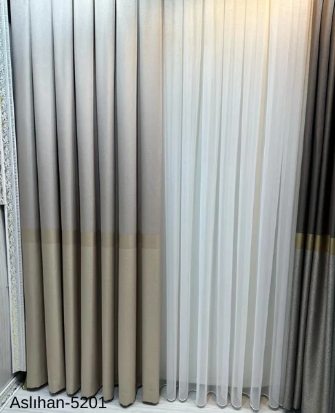 NIVEMESHOME ASLIHAN VİZON FT632116 V-5201 1/3 DENSE PILE CURTAIN APM