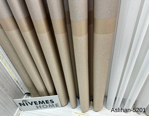 NIVEMESHOME ASLIHAN VİZON FT632116 V-5201 1/3 DENSE PILE CURTAIN APM
