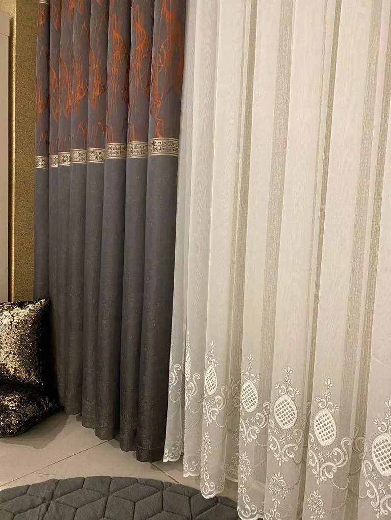 NİVEMESHOME ASTER NAKIŞLI 1/3 SIK PİLE TÜL PERDE APM