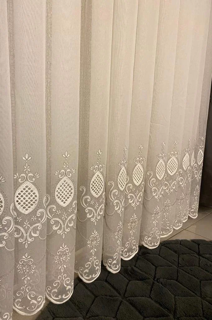 NİVEMESHOME ASTER NAKIŞLI 1/3 SIK PİLE TÜL PERDE APM