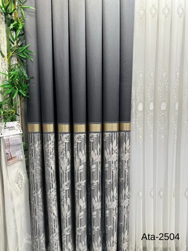 NİVEMESHOME ATA FT614168 V-2504 ANTRASIT 1/3 SIK PİLELİ FON PERDE APM