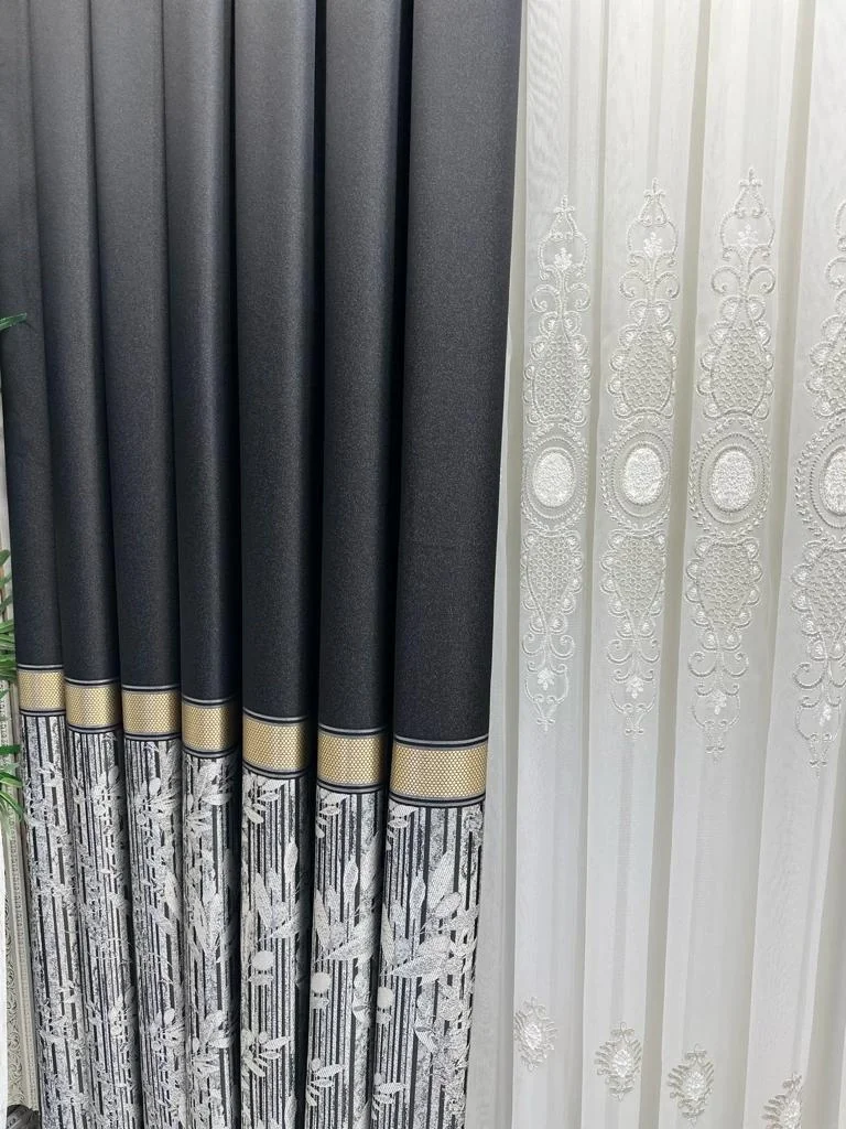 NIVEMESHOME ATA FT614168 V-902 BLACK 1/3 THICK FOLDED CURTAIN PANEL