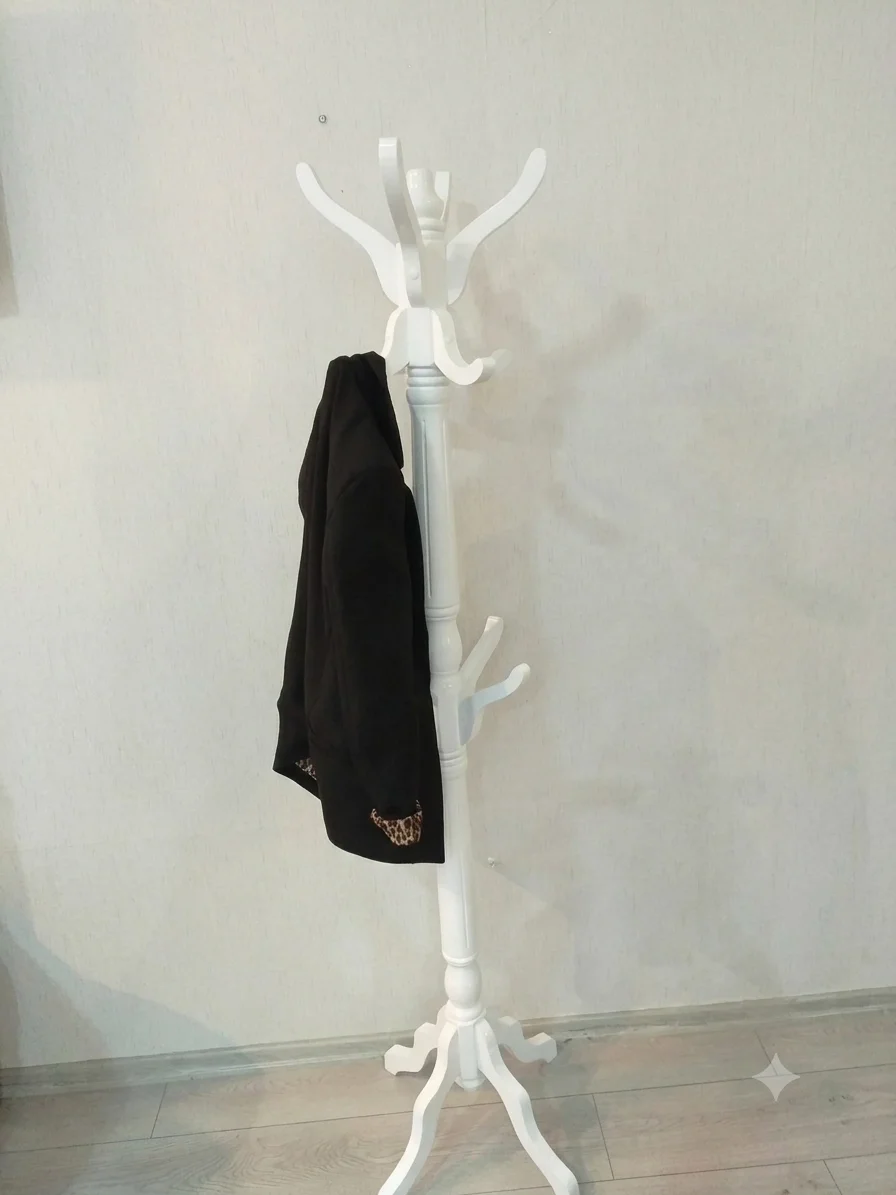 NIVEMESHOME НАПОЛЬНАЯ ДЕРЕВЯННАЯ БЕЛАЯ ВЕШАЛКА 175 СМ