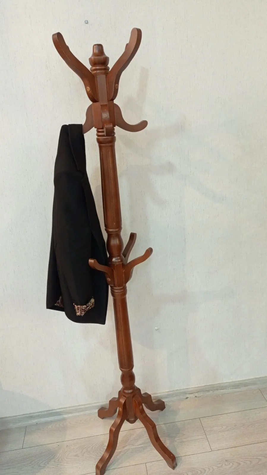 NIVEMESHOME WOODEN WALNUT COAT RACK 175 CM