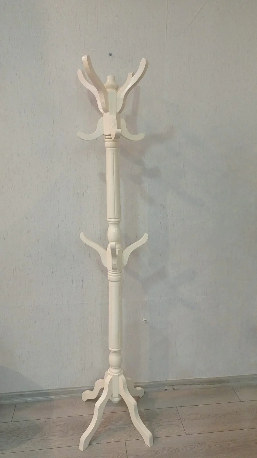 NİVEMESHOME WOODEN CREAM COAT RACK WITH STAND 175 CM