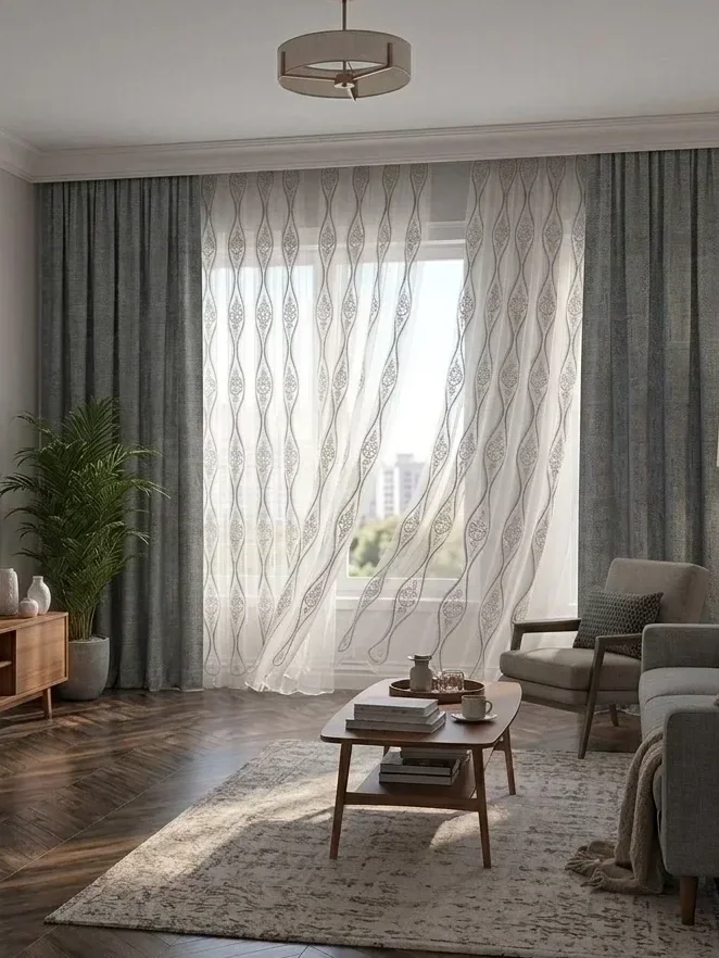 NİVEMESHOME BADE 7150 BAMBU GRİ 1/2,5 PİLELİ TÜL PERDE APM