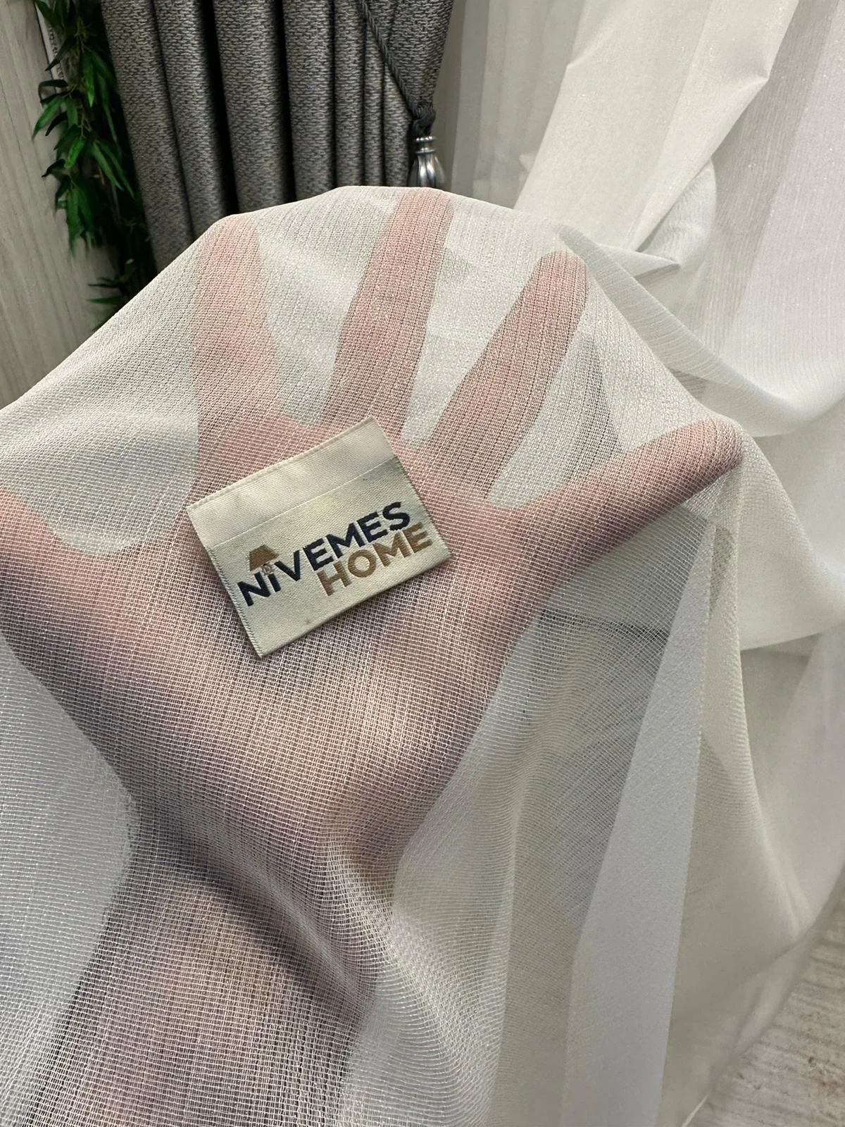 NİVEMESHOME BAMBU SİMLİ 1/3 SIK PİLELİ BEYAZ TÜL PERDE APM