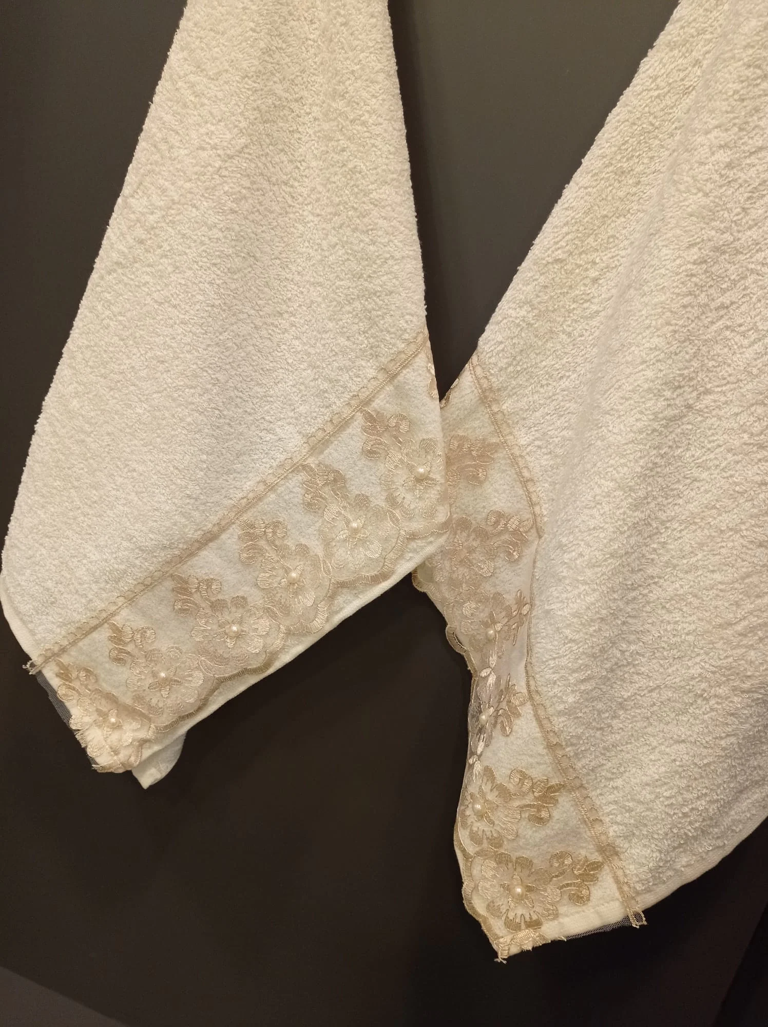 NİVEMESHOME BATİK MOONS COFFEE EMBROIDERED TOWEL