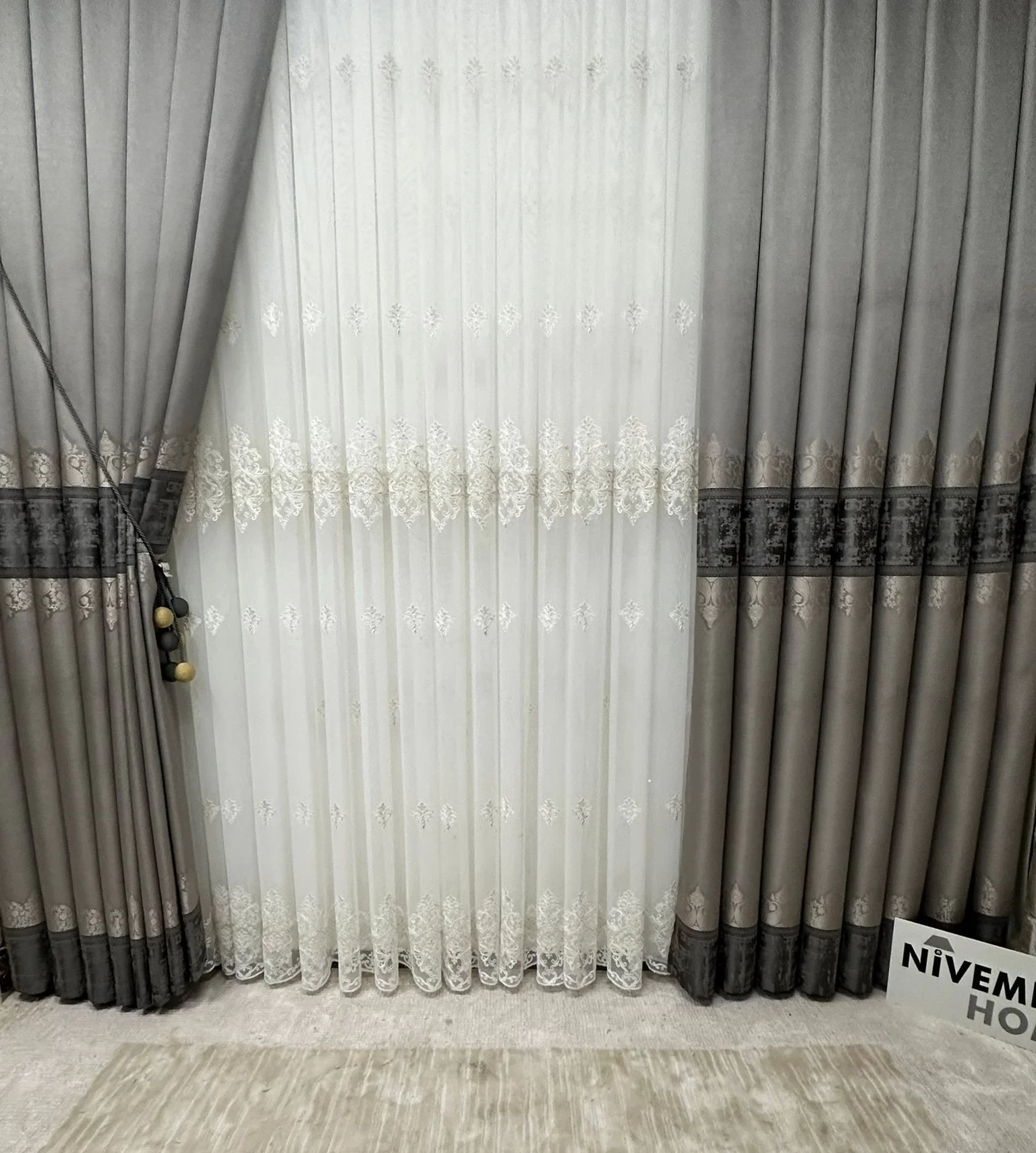 NİVEMESHOME BEGONVİL KETEN 2772 1/3 SIK PİLELİ TÜLLÜ PERDE APM