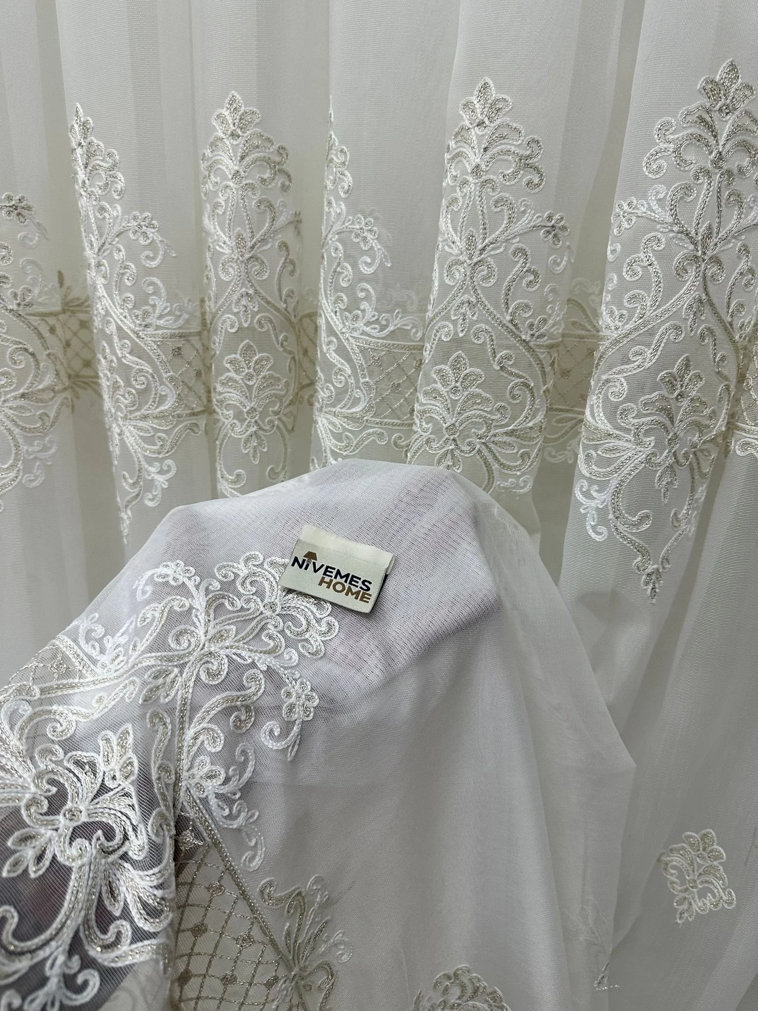 NİVEMESHOME BEGONVİL KETEN 2772 1/3 SIK PİLELİ TÜL PERDE APM