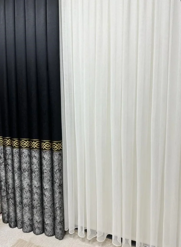 NIVEMESHOME BEGONYA NEGRO-ORO 1/3 PLISADO CORTINA DE FONDO APM