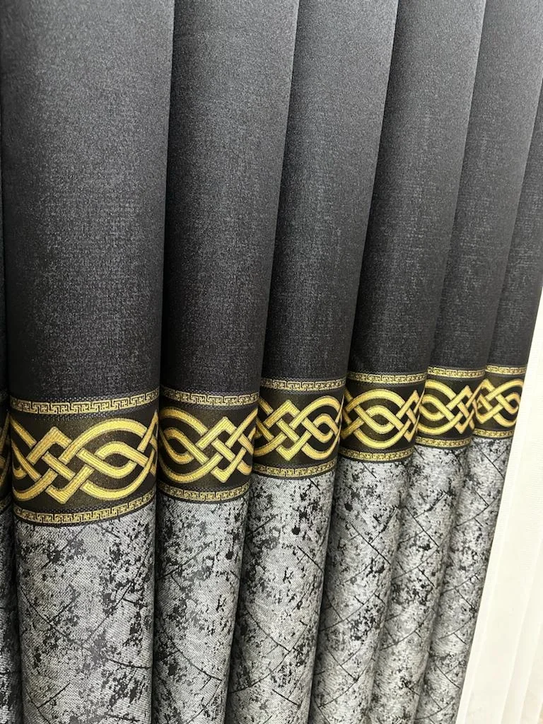 NIVEMESHOME BEGONYA NEGRO-ORO 1/3 PLISADO CORTINA DE FONDO APM