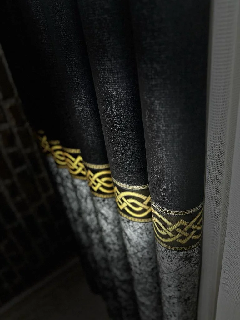 NIVEMESHOME BEGONYA NEGRO-ORO 1/3 PLISADO CORTINA DE FONDO APM