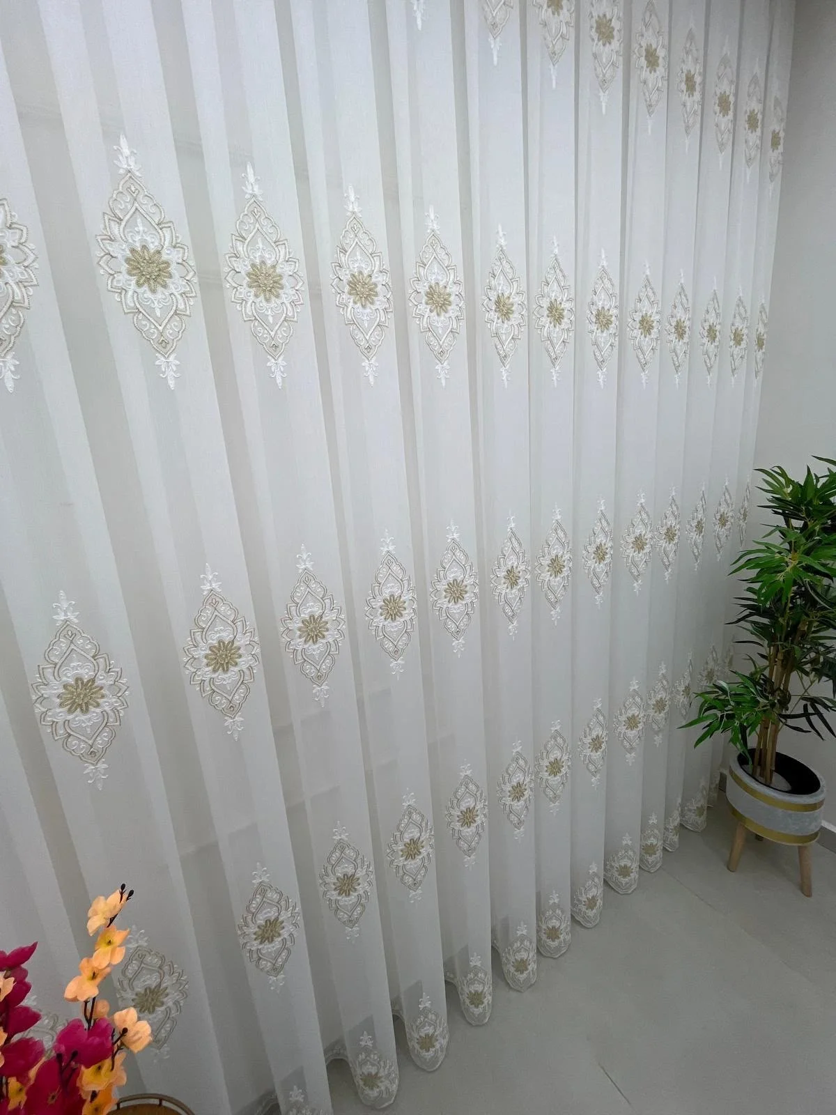 NİVEMESHOME BELİNDA 711 GOLD  1/3 PİLELİ TÜL PERDE APM