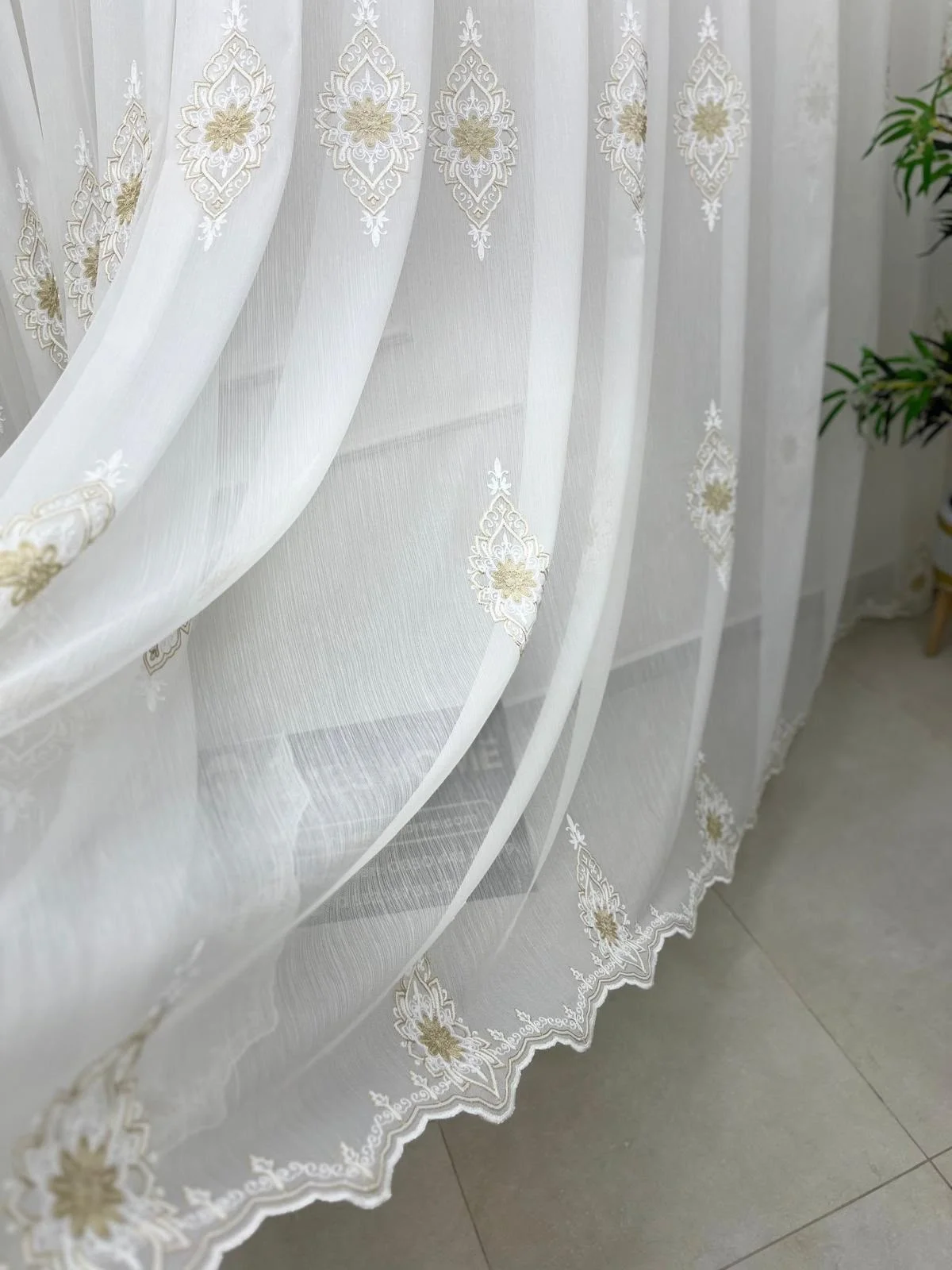 NİVEMESHOME BELİNDA 711 GOLD  1/3 PİLELİ TÜL PERDE APM
